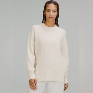 Lululemon Merino Wool-Blend Ribbed Crewneck Sweater White Opal | Size 12